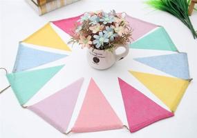 img 1 attached to 🌈 Juland 24 Multicolor Pennant Banner for Party Décor - Triangle Flag Bunting for Hanging Festivals with Imitated Burlap Pennant Triangle Flags