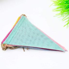 img 2 attached to 🌈 Juland 24 Multicolor Pennant Banner for Party Décor - Triangle Flag Bunting for Hanging Festivals with Imitated Burlap Pennant Triangle Flags