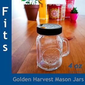 img 2 attached to 🔴 6-Pack of Black Plastic Lids for 4-Ounce Golden Harvest Salt Pepper Shaker Mason Jars, 2" Diameter