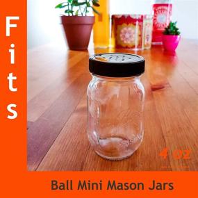 img 1 attached to 🔴 6-Pack of Black Plastic Lids for 4-Ounce Golden Harvest Salt Pepper Shaker Mason Jars, 2" Diameter