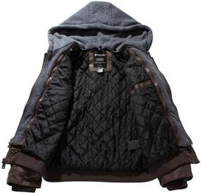 img 1 attached to Wantdo Boy's Faux Leather Jacket with Zip-Up Hoodie and Removable Hood - Zipper Coat