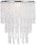 💎 waneway acrylic chandelier shade - elegant 3-tiered crystal beaded pendant lampshade for bedroom, wedding or party decoration - 8.7 inches diameter - clear логотип