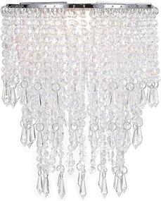 img 4 attached to 💎 Waneway Acrylic Chandelier Shade - Elegant 3-Tiered Crystal Beaded Pendant Lampshade for Bedroom, Wedding or Party Decoration - 8.7 inches Diameter - Clear