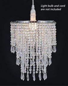 img 3 attached to 💎 Waneway Acrylic Chandelier Shade - Elegant 3-Tiered Crystal Beaded Pendant Lampshade for Bedroom, Wedding or Party Decoration - 8.7 inches Diameter - Clear