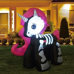 img 4 attached to 🎃 GOOSH 6FT Halloween Inflatables Outdoor Skeleton Unicorn - Clearance Blow Up Yard Decoration with LED Lights, Ideal for Holiday, Party, Yard, and Garden