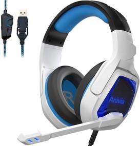 img 4 attached to USB Wired Gaming Headset for PC and PS4 – Over-The-Ear Stereo Sound Headphone with Mic, Noise Isolation, Volume Control, LED Lights – Ideal for PC Gamers (White)