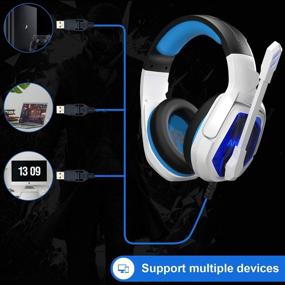 img 1 attached to USB Wired Gaming Headset for PC and PS4 – Over-The-Ear Stereo Sound Headphone with Mic, Noise Isolation, Volume Control, LED Lights – Ideal for PC Gamers (White)