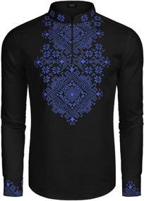 img 3 attached to COOFANDY Hippie Sleeve Floral Casual Men's Clothing and Shirts: Elevate Your Style with Boho-Inspired Fashion