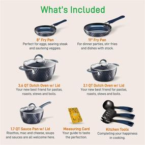 img 3 attached to 🍳 Nutrichef Nonstick Cookware Excilon 11 Pc Set - PTFE/PFOA/PFOS Free, Blue Diamond: Saucepan, Frying Pans, Cooking Pots, Lids & Utensils