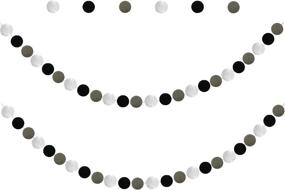 img 2 attached to 🎉 Handmade Black White Grey Pom Pom Ball Garland Decoration for Birthday Wedding Baby Shower Party Wall Décor