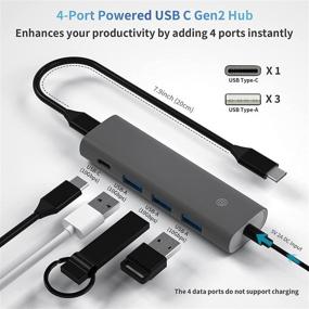 img 3 attached to 10Gbps SuperSpeed USB-C Data Hub, 4-Port Powered USB Gen 2 Hub, Aluminum USB 3.2/3.1 Gen 2 Hub (USB-C to USB-A x3 & USB-C), Compact USB Splitter for Mac/Laptop/PC