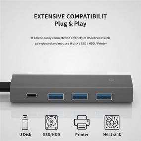 img 1 attached to 10Gbps SuperSpeed USB-C Data Hub, 4-Port Powered USB Gen 2 Hub, Aluminum USB 3.2/3.1 Gen 2 Hub (USB-C to USB-A x3 & USB-C), Compact USB Splitter for Mac/Laptop/PC