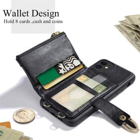 img 3 attached to 📱 ZVE iPhone 11 Wallet Case with Rivet Design: Crossbody Purse & Credit Card Holder, Black