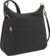 🔒 secure your belongings with travelon anti-theft signature quilted expansion cross body bag - black logo