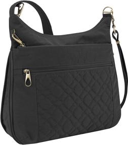 img 4 attached to 🔒 Secure your belongings with Travelon Anti-theft Signature Quilted Expansion Cross Body Bag - Black