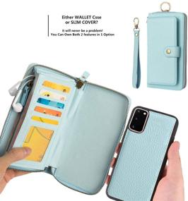 img 2 attached to 🔵 AIFENGCASE Blue Wallet Case for Samsung Galaxy S20 FE - Stylish Leather Pouch with Zipper, Card Holder, and Detachable Magnetic Back