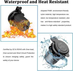 img 1 attached to 🔌 [2 упаковки] 12V USB розетка, быстрая зарядка 3.0 двойная USB розетка с сенсорным переключателем, водонепроницаемое быстрое зарядное устройство USB для автомобиля, лодки, морского судна, автобуса, гольф-кара, автодома, мотоцикла, совместимое с 12V/24V.