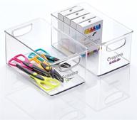 🗃️ mdesign craft room storage box - thread, bead, and ribbon organizer with handles and 24 labels - clear (pack of 2) logo