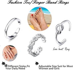 img 3 attached to FIBO STEEL 10 Pcs Open Toe Rings: Vintage Retro Wave, Flower, Celtic Knot, Arrow Tail Bands - Adjustable for Women