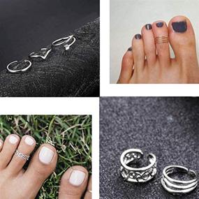 img 2 attached to FIBO STEEL 10 Pcs Open Toe Rings: Vintage Retro Wave, Flower, Celtic Knot, Arrow Tail Bands - Adjustable for Women