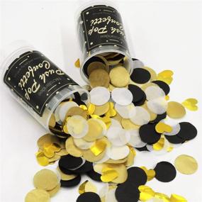 img 4 attached to 🎉 NICROLANDEE Black and Gold Heart Foil Dots Tissue Confetti Push Pop Containers - Sprinkle Confetti Poppers for Weddings, Birthdays, Gender Reveals, Baby Showers, Bridal Showers, Anniversaries, and Hen Parties