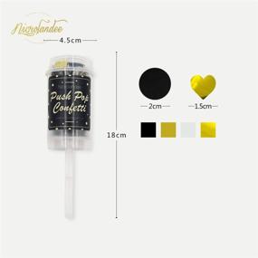 img 2 attached to 🎉 NICROLANDEE Black and Gold Heart Foil Dots Tissue Confetti Push Pop Containers - Sprinkle Confetti Poppers for Weddings, Birthdays, Gender Reveals, Baby Showers, Bridal Showers, Anniversaries, and Hen Parties