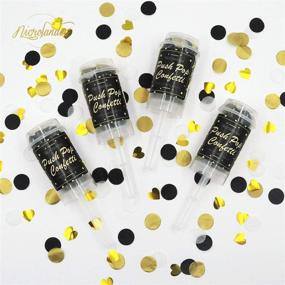 img 1 attached to 🎉 NICROLANDEE Black and Gold Heart Foil Dots Tissue Confetti Push Pop Containers - Sprinkle Confetti Poppers for Weddings, Birthdays, Gender Reveals, Baby Showers, Bridal Showers, Anniversaries, and Hen Parties