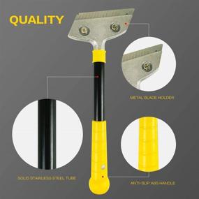 img 3 attached to 🔪 4-inch Razor Blade Scraper with Long-Handle Putty Knife, 10 Blades Set - Ideal Paint Scraper for Wood, Window Glass, Wallpaper Removal, Painting Stripping, and Tile Adhesive Removal