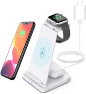 🔌 wireless charger stand, 15w qi charging base with magnetic detachable dock for iphone 12/11/x/xs max/8 plus, samsung, apple watch, airpods - white logo