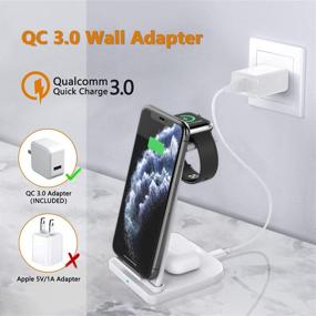 img 1 attached to 🔌 Беспроводная зарядная станция, 15W Qi зарядная база с магнитным отсоединяемым док-станцией для iPhone 12/11/X/XS Max/8 Plus, Samsung, Apple Watch, AirPods - Белый