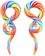 👂 yofanst 2pcs glass ear tapers plugs: handmade spiral gauges in multi-colors, sizes 4g-14mm - piercing jewelry logo