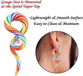 img 3 attached to 👂 YOFANST 2pcs Glass Ear Tapers Plugs: Handmade Spiral Gauges in Multi-Colors, Sizes 4G-14mm - Piercing Jewelry