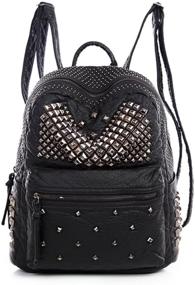 img 4 attached to Leather Backpack Studded Satchel Black L Women's Handbags & Wallets