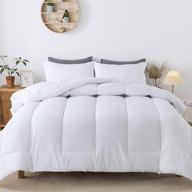 🛏️ hyleory 3pc comforter set queen size with 2 pillow shams - all-season cooling down alternative bedding - lightweight & machine washable - white logo