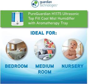 img 1 attached to ☁️ PureGuardian H1175WCA Cool Mist Humidifier, 90 Hours Runtime, 1.5 Gallon Tank Capacity, Covers 390 Sq. Ft., Ideal for Medium Rooms, Silent Operation, Built-in Filter, SilverClean Treated Tank, Essential Oil Tray