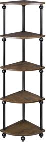 img 4 attached to 📚 SRIWATANA Vintage Corner Table Shelf: 5-Tier Bookcase, Plant Stand Storage in Dark Walnut for Living Room & Home Office