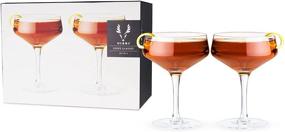 img 4 attached to 🍸 Premium Crystal Coupe Glasses: Viski Raye Angled Set of 2 - Lead-Free & Stunning Clarity for Exquisite Cocktails