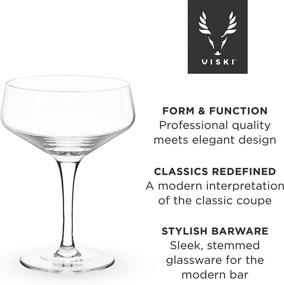 img 2 attached to 🍸 Premium Crystal Coupe Glasses: Viski Raye Angled Set of 2 - Lead-Free & Stunning Clarity for Exquisite Cocktails