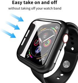 img 2 attached to Улыбающийся чехол для Apple Watch серии 6/SE/5/4 - 40 мм - с встроенным защитным закаленным стеклом - ультратонкий чёрный чехол