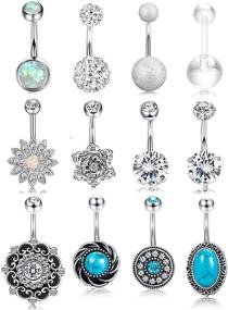 img 4 attached to 💎 FIBO STEEL Stainless Steel Barbell Piercing Women's Body Jewelry: Stylish and Durable