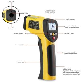 img 1 attached to SIMOEFFI Non-Contact Digital Infrared Thermometer - Dual IR Laser Thermometer for Cooking, Kitchen, BBQ, Automotive, Industrial Use - Touchless Temperature Gun (-58℉~1202℉ / -50℃~650℃) - NOT for Human