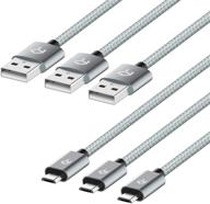 🔌 rankie micro usb-кабель - передача данных и зарядка высокой скорости, шнур зарядки с плетеной оболочкой из нейлона - 3 штуки, 3 фута. логотип