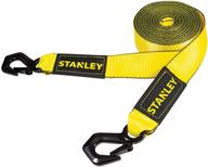 🏎️ high-performance 2" x 20' tow strap for disabled recreational vehicles - stanley s1051, black/yellow, heavy duty tri-hook (9,000 lbs break strength) logo