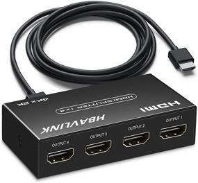 img 4 attached to 🔌 HBAVLINK HDMI Splitter 1 in 4 Out - 4K HDMI Port Adapter with 3.3FT HDMI Cable - Monitor Splitter, HD 1080P 4K@60Hz (YUV 4:2:0) V1.4 Distribution Amplifier - Supports HDCP, 3D, HDR