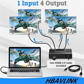 img 1 attached to 🔌 HBAVLINK HDMI Splitter 1 in 4 Out - 4K HDMI Port Adapter with 3.3FT HDMI Cable - Monitor Splitter, HD 1080P 4K@60Hz (YUV 4:2:0) V1.4 Distribution Amplifier - Supports HDCP, 3D, HDR