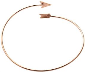 img 3 attached to 💍 Adjustable Wire Wrapped Arrow Bangle Bracelet by SENFAI - Elegant and Simple Style