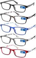 👓 5 pack of rectangle reading glasses (3.5) - anti glare, spring hinge, lightweight readers for women/men logo