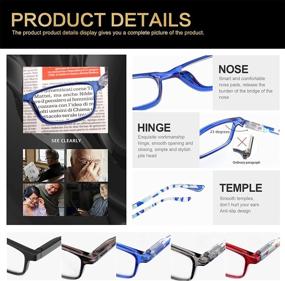 img 1 attached to 👓 5 Pack of Rectangle Reading Glasses (3.5) - Anti Glare, Spring Hinge, Lightweight Readers for Women/Men