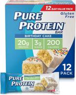 🎂 pure protein bars - 12 pack of low sugar, high protein, gluten free snacks for energy support - birthday cake flavor logo