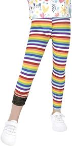 img 4 attached to ZukoCert Girls Winter Leggings - Thick Warm Cotton Fleece Lined Pants for 4-10 Year Olds with Rainbow Printing